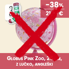 Globus Pink Zoo, 25 cm, z lučko, angleški