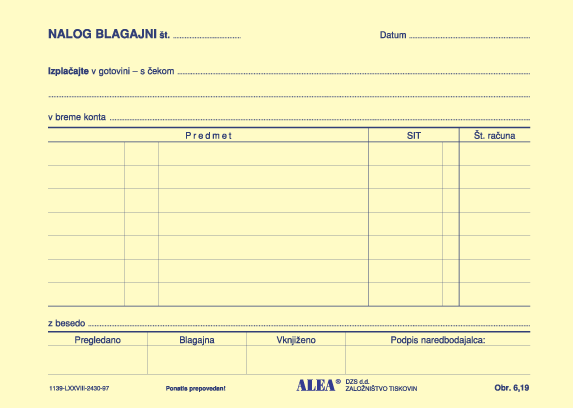 Obrazec nalog blagajni (6,19)