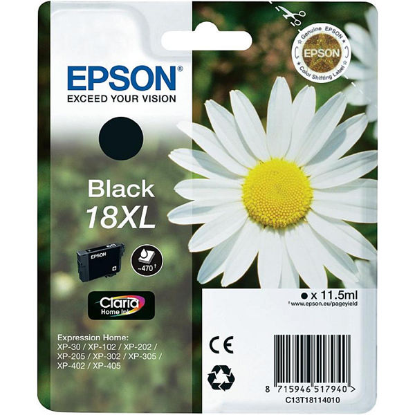 Kartuša Epson 18 XL (C13T18114010) (črna), original