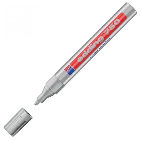 Marker z lakom E-750, 2-4 mm, srebrna