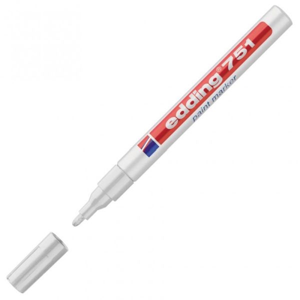 Marker z lakom Edding E-751, 1-2 mm, bela