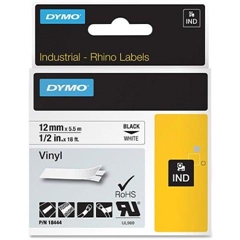 Trak Dymo Rhino Vinyl 18444, 12 mm / 5,5 m (črna/bela), original