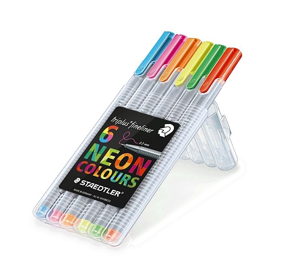 Flomastri Staedtler Fineliner Triplus, neonske barve, 6 kosov