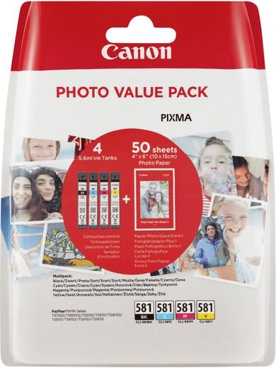 Komplet kartuš Canon CLI-581 (BK/C/M/Y), original + foto papir (2106C005AA)