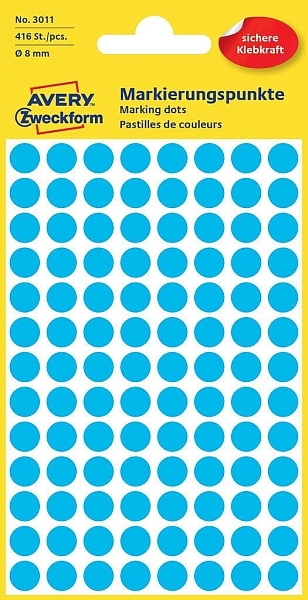 Etikete (označevalne točke) Zweckform 3011, premer 8 mm, modre