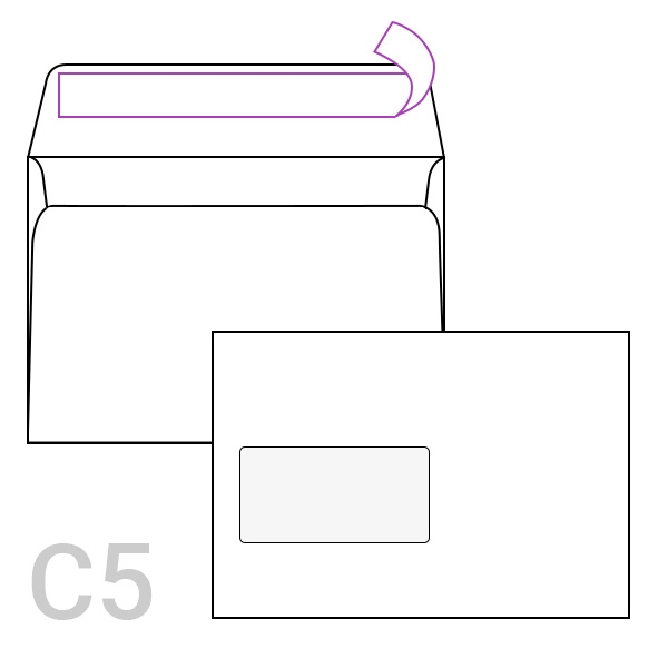 Kuverta C5 z levim okencem, 162 x 229 mm, bela, 1.000 kosov