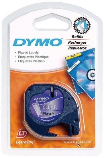 Trak Dymo LTAG 122670, 12 mm / 4 m (črna/prozorna), original