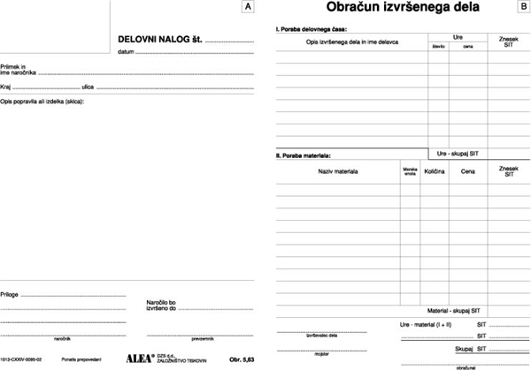 Obrazec Delovni nalog (5,63)