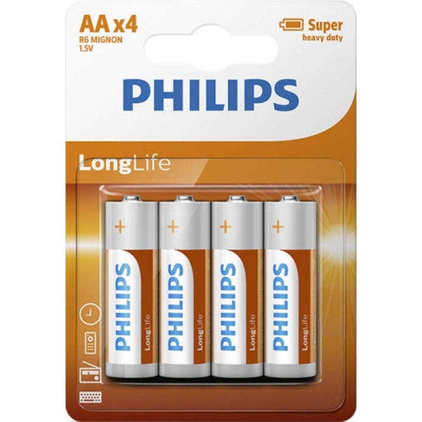 Baterija Philips LongLife AA-R06, 4 kosi