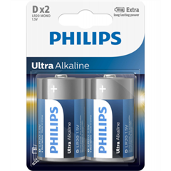 Baterija Philips Ultra Alkaline D-R20, 2 kosa