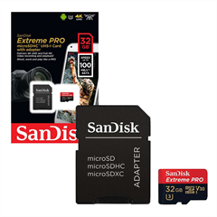 Spominska kartica SanDisk Extreme Pro Micro SDHC UHS-I U3, 100 MB/s, 32 GB + adapter