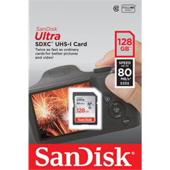 Spominska kartica SanDisk Ultra SDXC UHS-I C10, 80 MB/s, 128 GB