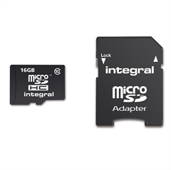 Spominska kartica Integral Micro SDHC Class10, 16 GB + adapter