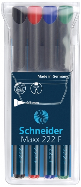 Marker Schneider OHP 222 F 0,7 mm, komplet, 4 barve