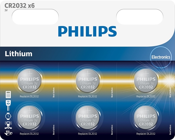 Baterija Philips CR2032, 3V, 6 kosov