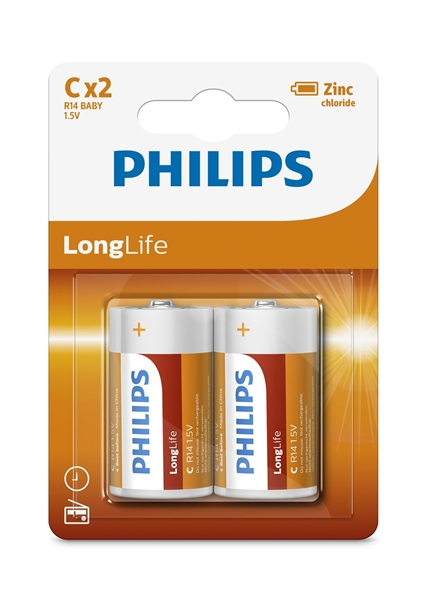Baterija Philips LongLife C-R14, 2 kosa