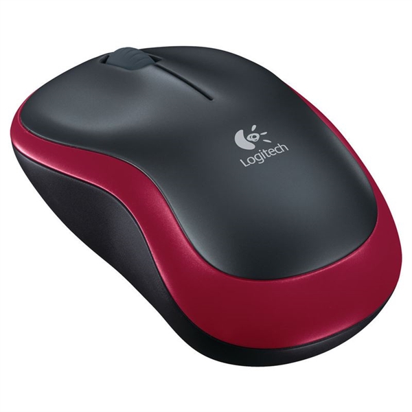 Miška Logitech M185, rdeča, brezžična, mini