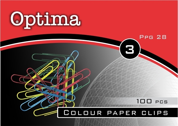 Sponke za papir Optima, barvne, 28 mm, 100 kosov