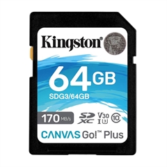 Spominska kartica Kingston Canvas GO Plus SDXC Class 10 UHS-I U3, 64 GB
