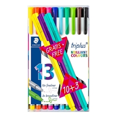 Flomaster Staedtler Fineliner Triplus, 10 + 3 kosi