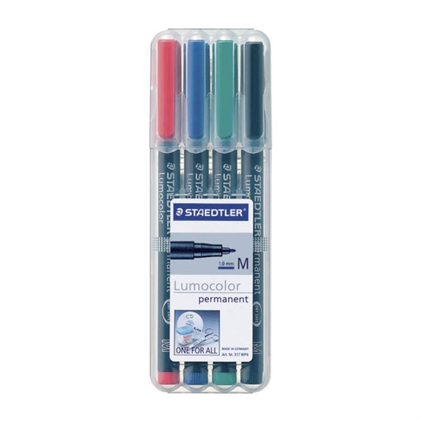 Marker Staedtler Lumocolor 317 WP4 1 mm, 4 kosi