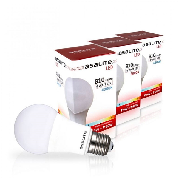 LED sijalka Asalite E27, 9W, 6500K