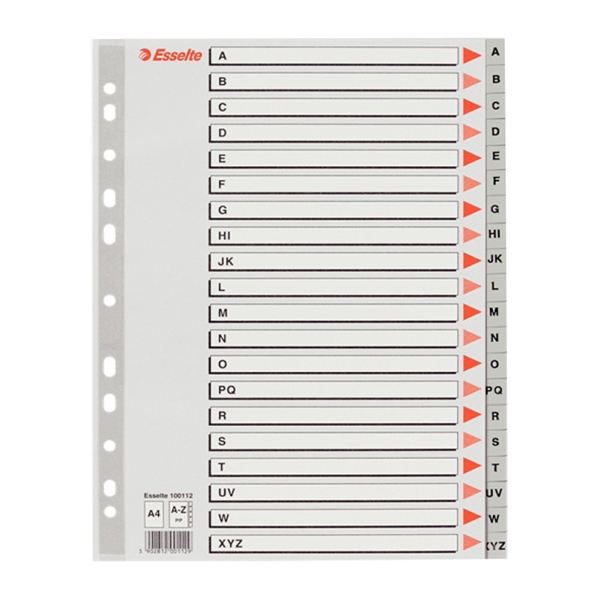 Pregradni karton A-Z A4 PP Esselte, siv
