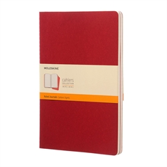 Beležnica Moleskine Cahier Journals XL mehke platnice, brusnično rdeča - črte, 3 kosi