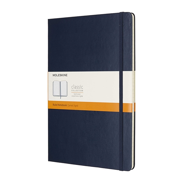 Beležnica Moleskine XL trde platnice, modra - črtni