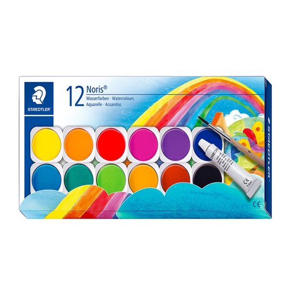 Vodene barvice Staedtler Noris, plastična embalaža, 12 barv