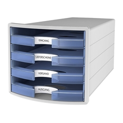 Predalnik Han Impuls, odprt, prosojno moder s sivim ohišjem