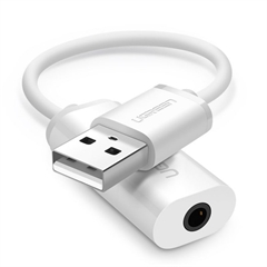 Adapter za zvok Ugreen USB-A na AUX 3.5 mm, bel