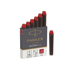 Črnilni vložek Quink Parker mini, rdeč, 6 kosov
