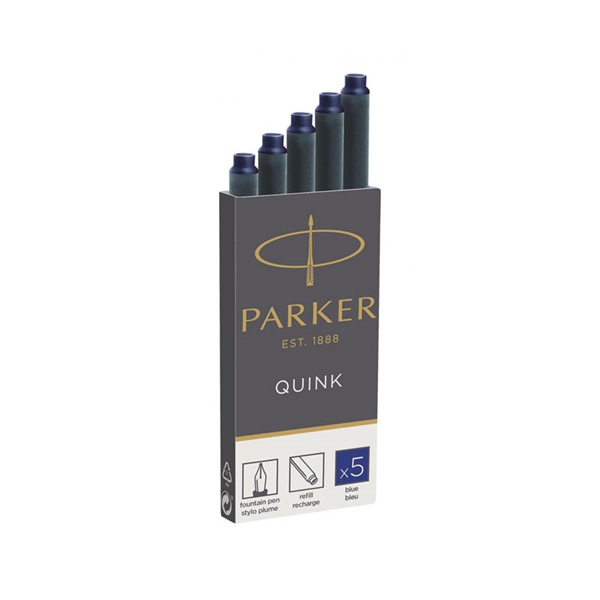 Črnilni vložek Quink Parker, moder, 5 kosov