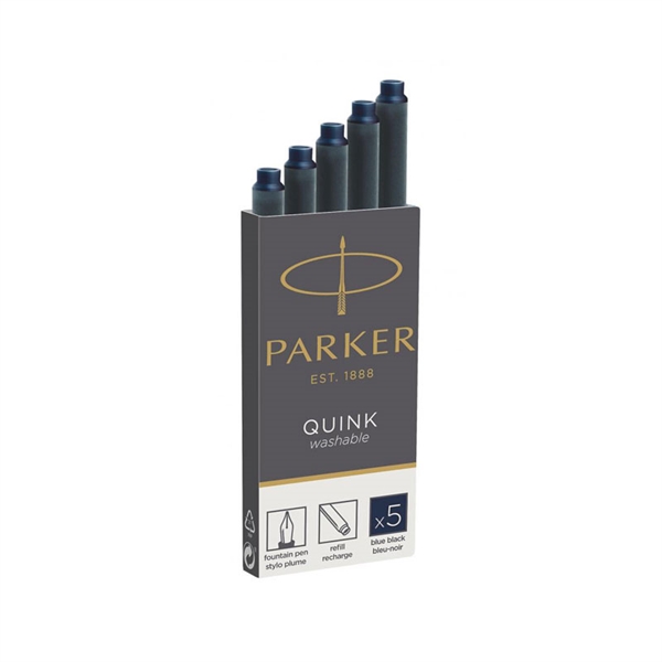 Črnilni vložek Quink Parker, permanent, moder, 5 kosov