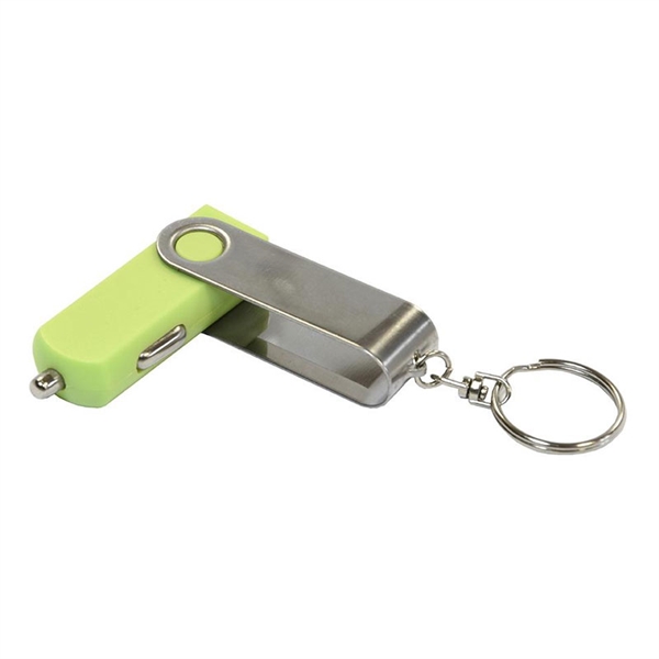 Polnilec za avto USB Twister, 12 V, zelen