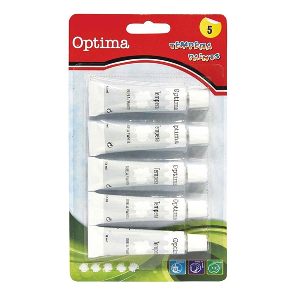 Tempera barve Optima, bela, 12 ml