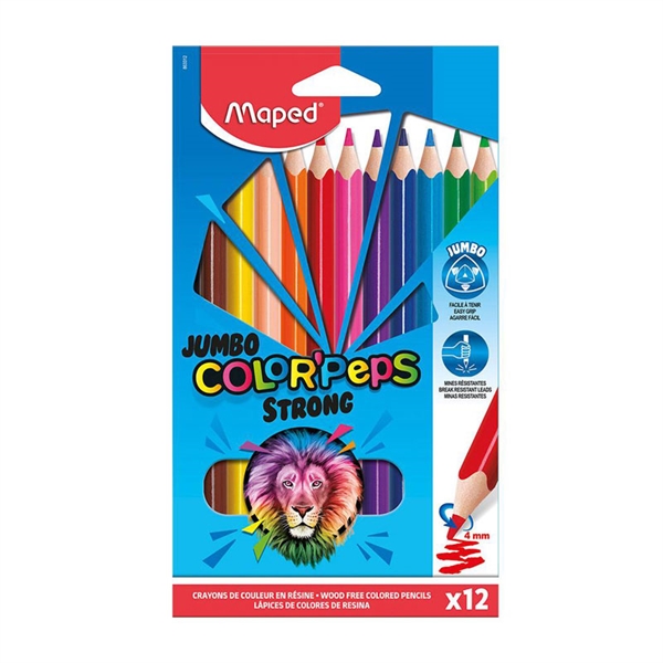 Barvice Maped Color'peps Strong Jumbo, 12 kosov