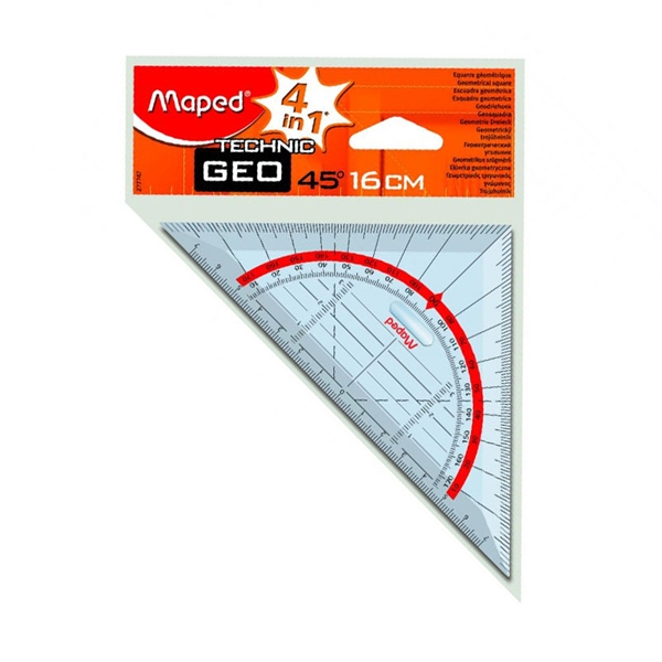 Geotrikotnik Maped Technic z etuijem, 16 cm