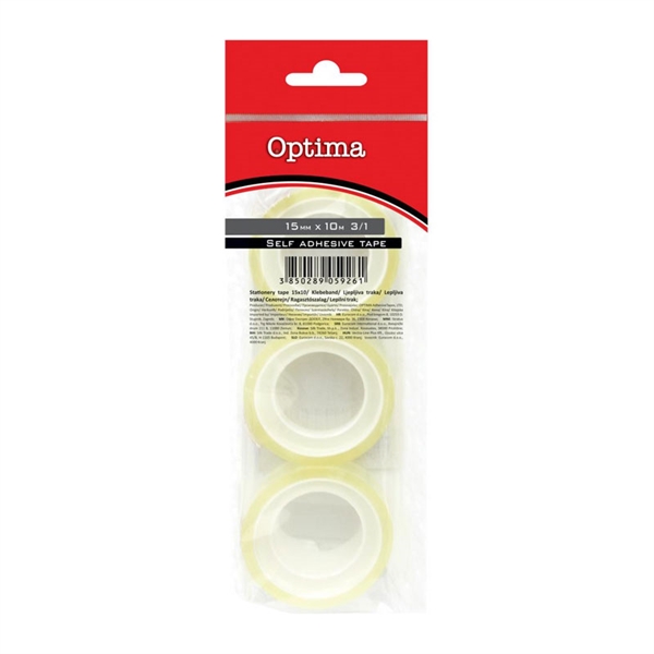 Lepilni trak Optima 15 mm x 10 m, 3 kosi