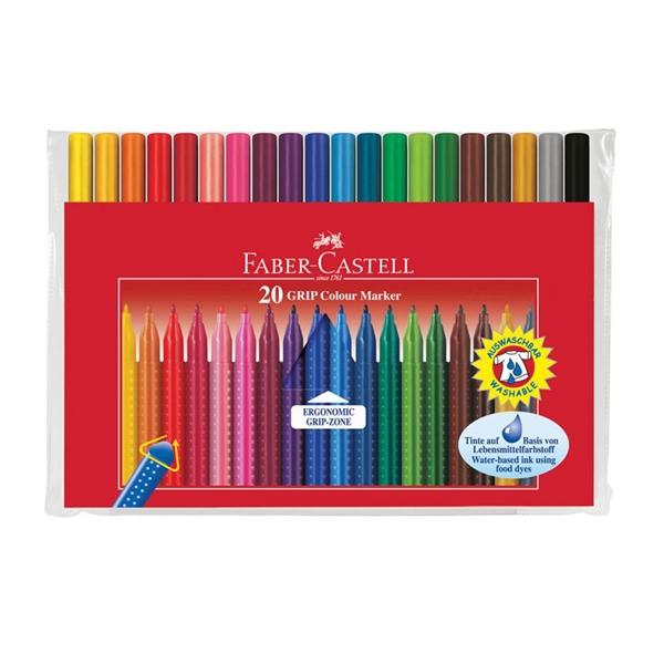 Flomastri Faber-Castell Grip, 20 kosov