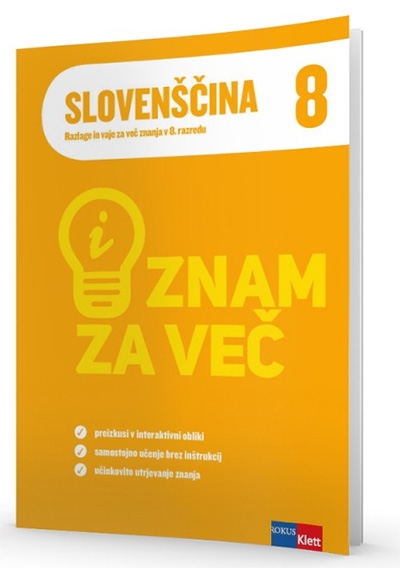 ZNAM ZA VEČ, iSlovenščina 8, Razlage in vaje, vadnica z dostopom do interaktivne vsebine