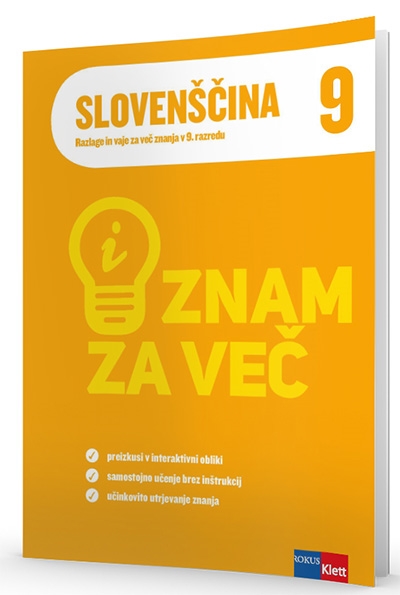 ZNAM ZA VEČ, iSlovenščina 9, Razlage in vaje, vadnica z dostopom do interaktivne vsebine