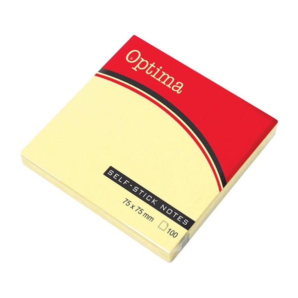 Blok samolepilnih lističev Optima, 75 x 75, 100 listov, pastelno rumen