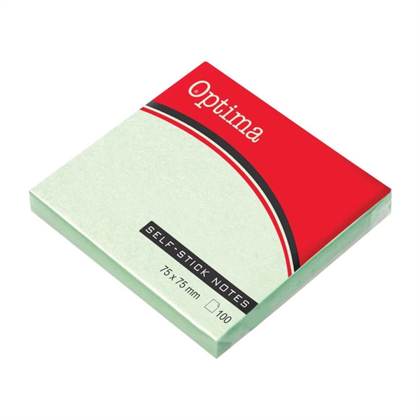 Blok samolepilnih lističev Optima, 75 x 75, 100 listov, pastelno zelen