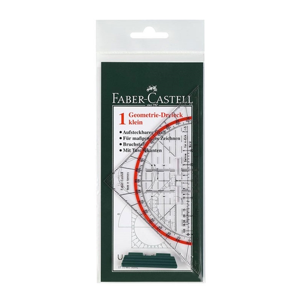 Geotrikotnik Faber-Castell z držalom, 14 cm