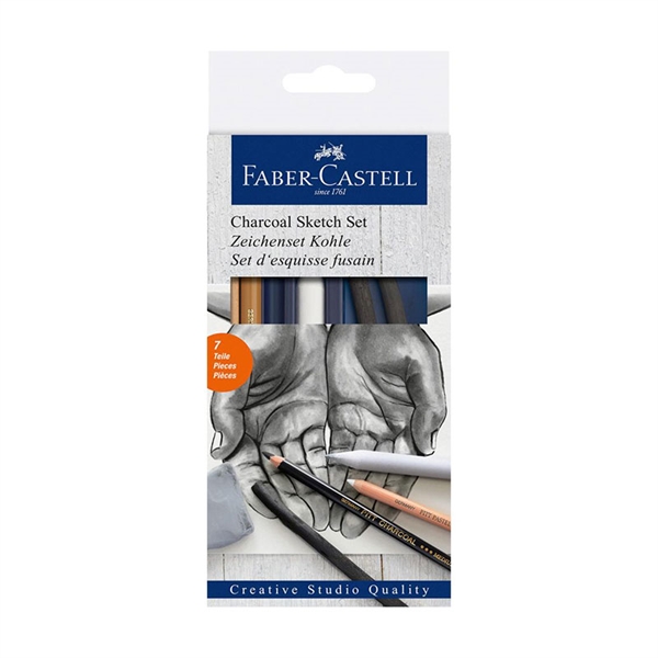 Ogljeni set za skiciranje Faber-Castell Gold, 7 kosov