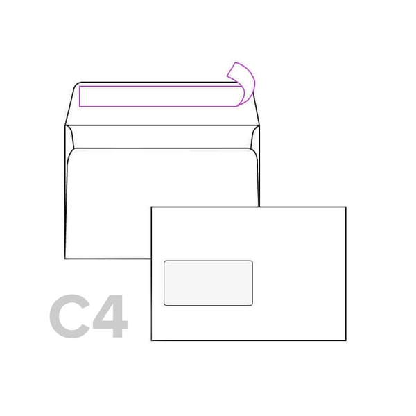 Kuverta C4, 229 x 324 mm, z levim okencem, 50 kosov