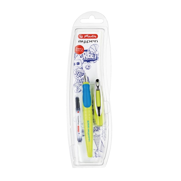 Nalivno pero Herlitz My pen + črnilni vložek, Lemon-Blue