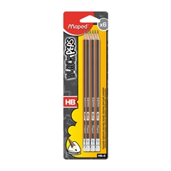 Grafitni svinčnik Maped Black'peps HB z radirko, 6 kosov
